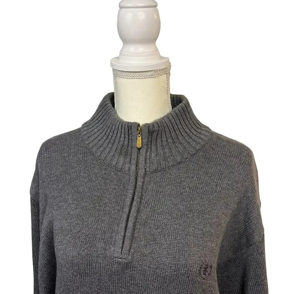 IZOD Men's Gray Mock Neck 1/4 Zip Pullover Sweater XXL Long Sleeve - Picture 3 of 7